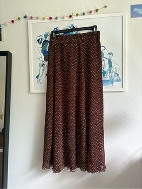 GANNI Pleated printed georgette midi skirt